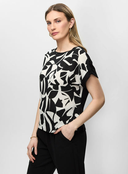 Women Geometric Print Short Sleeve Top Black & White | Melanie Lyne