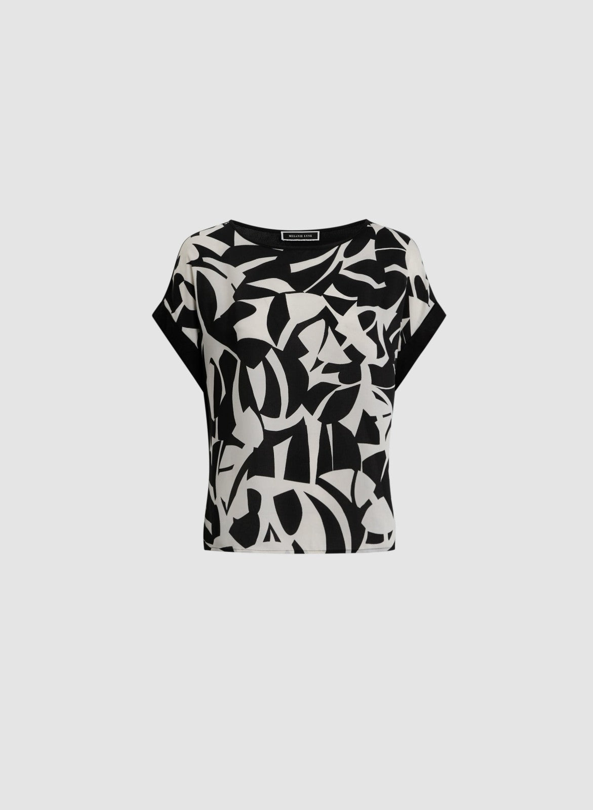 Women Geometric Print Short Sleeve Top Black & White | Melanie Lyne