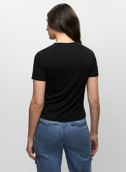 Women Slogan Crew Neck T-Shirt Black | Melanie Lyne