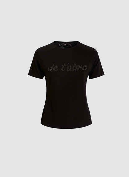 Women Slogan Crew Neck T-Shirt Black | Melanie Lyne