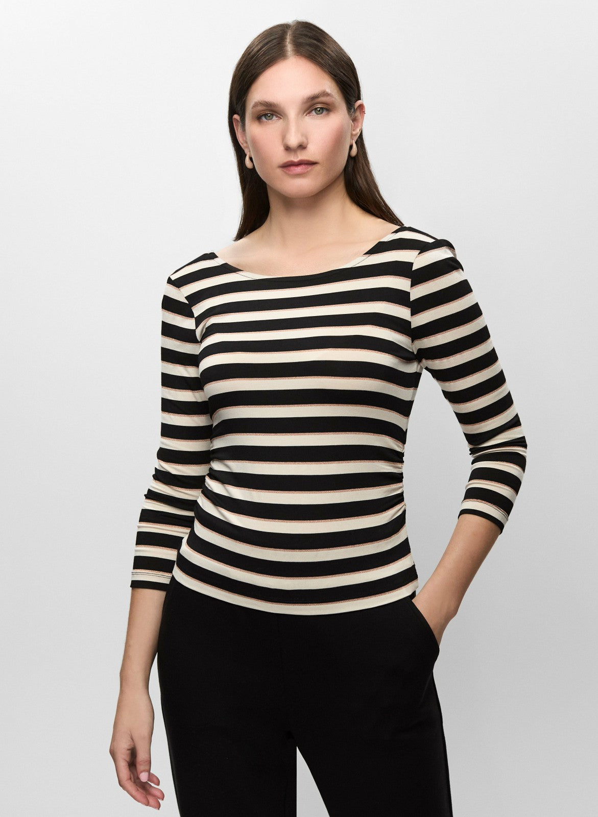 Women Glitter Striped Tee Black Pattern | Melanie Lyne