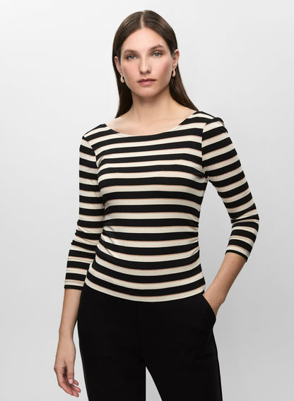 Women Glitter Striped Tee Black Pattern | Melanie Lyne