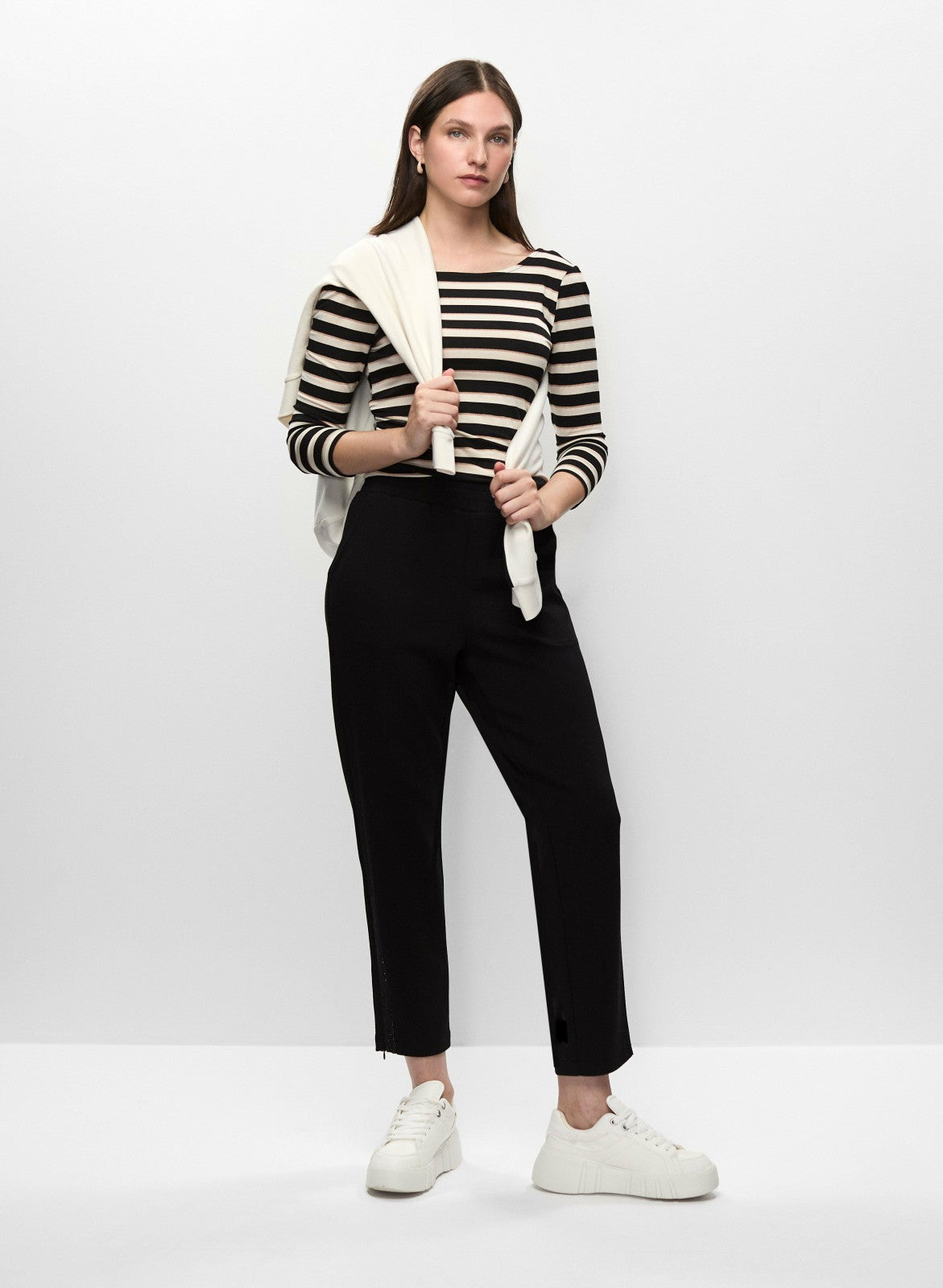 Women Glitter Striped Tee Black Pattern | Melanie Lyne