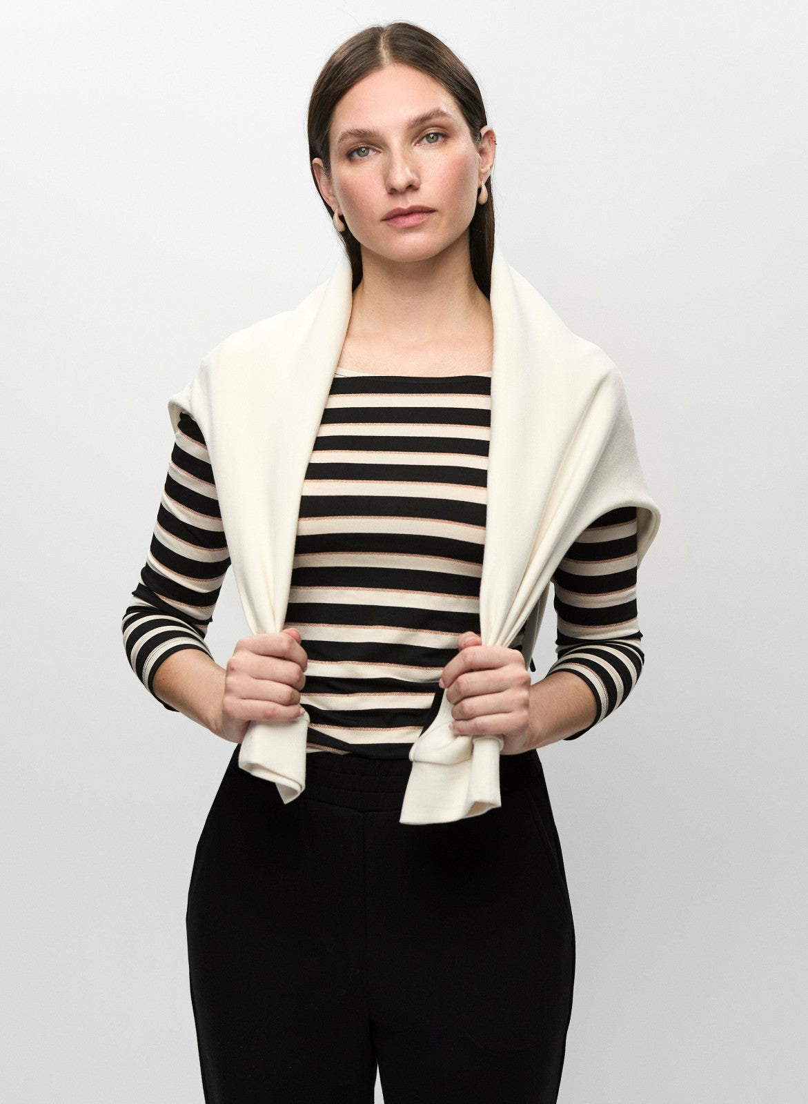 Women Glitter Striped Tee Black Pattern | Melanie Lyne