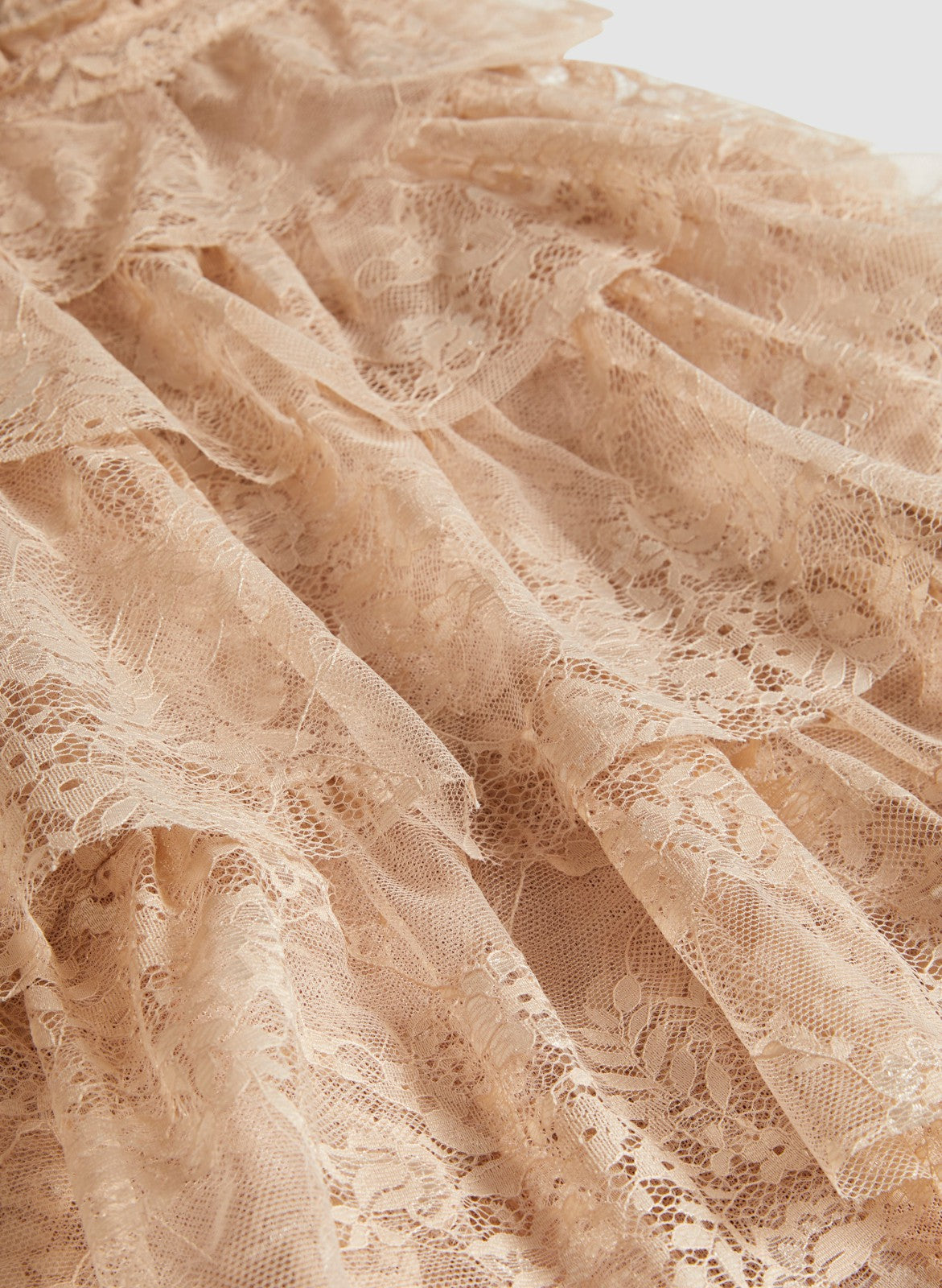 Women High-Neck Tiered Lace Top Desert Sand | Melanie Lyne