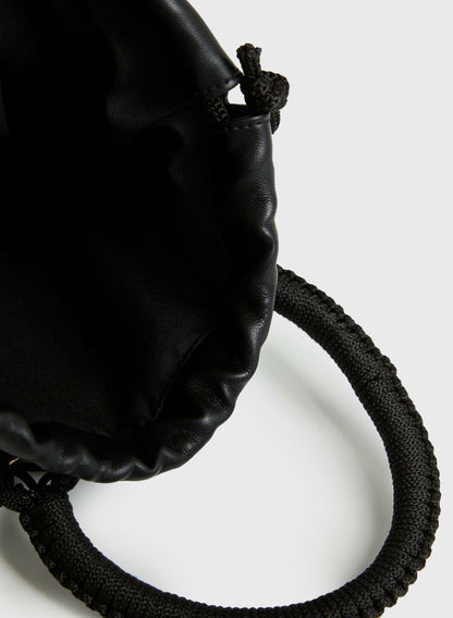 Women Weaved Rope Pouch Bag Black | Melanie Lyne