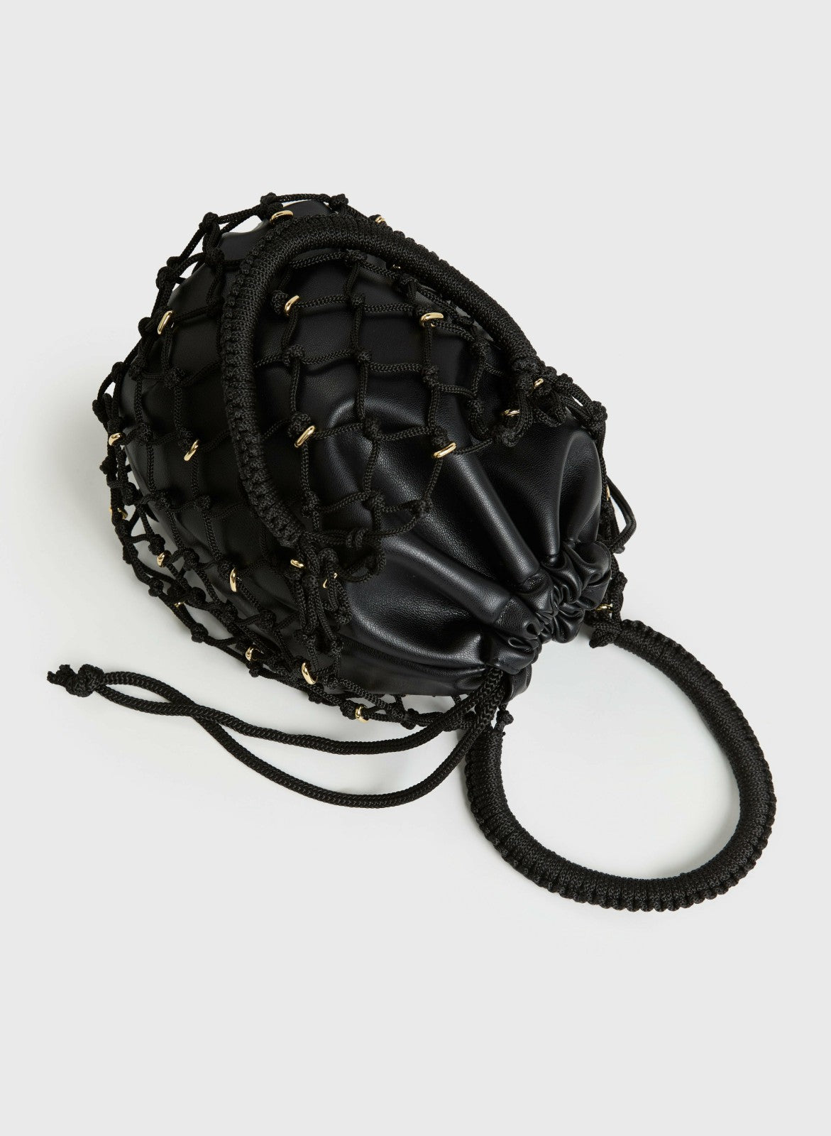 Women Weaved Rope Pouch Bag Black | Melanie Lyne
