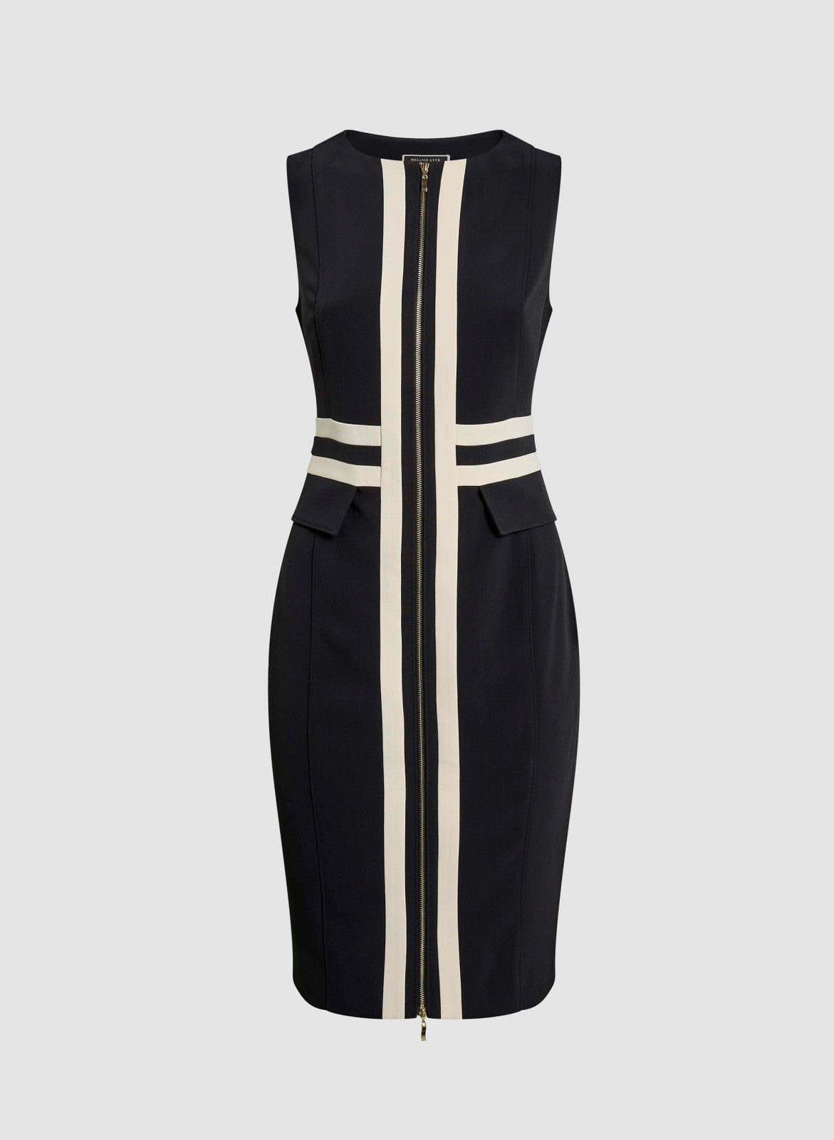 Women Zip-Front Sheath Dress Black & White | Melanie Lyne