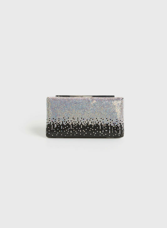 Women Rectangular Crystal Drip Clutch Black | Melanie Lyne
