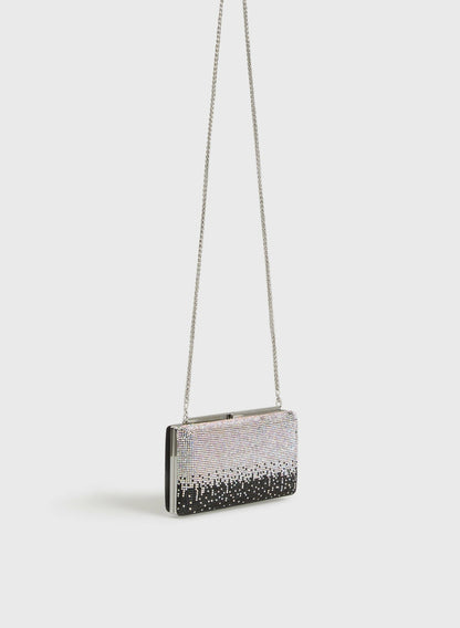 Women Rectangular Crystal Drip Clutch Black | Melanie Lyne