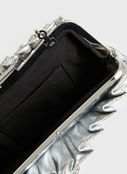 Women Pleated Metallic Clutch Silver | Melanie Lyne