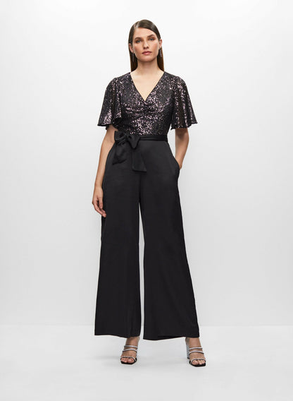 Women Sequin & Satin Jumpsuit Black | Melanie Lyne