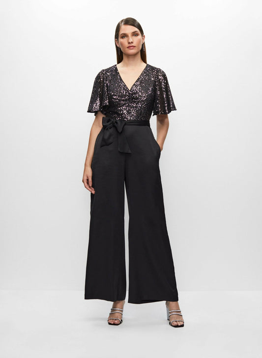 Women Sequin & Satin Jumpsuit Black | Melanie Lyne