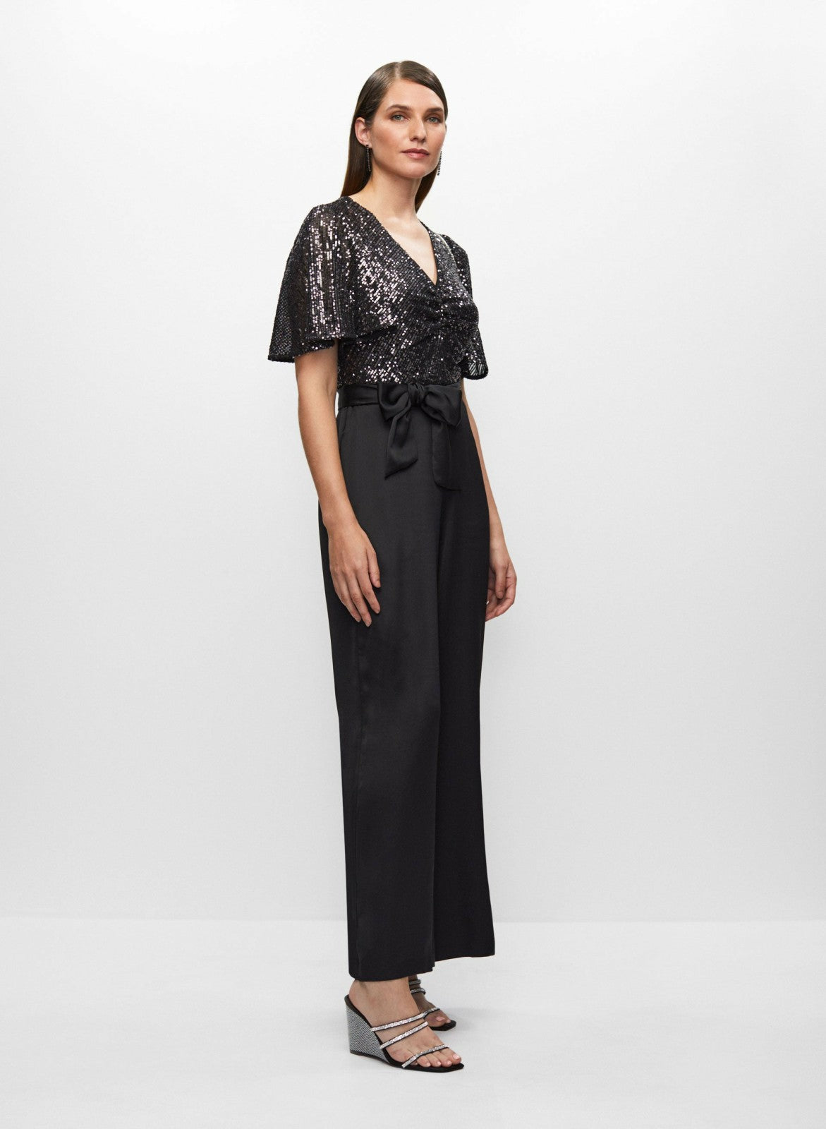 Women Sequin & Satin Jumpsuit Black | Melanie Lyne