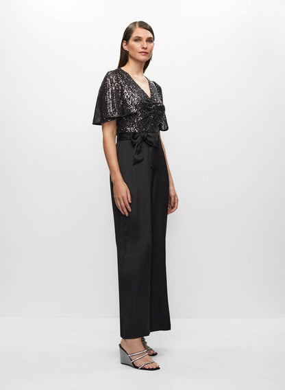 Women Sequin & Satin Jumpsuit Black | Melanie Lyne
