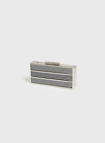 Women Crystal Rectangular Clutch Silver | Melanie Lyne