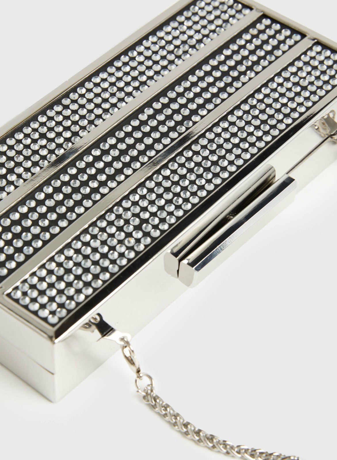 Women Crystal Rectangular Clutch Silver | Melanie Lyne
