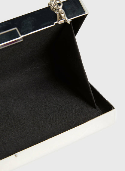 Women Crystal Rectangular Clutch Silver | Melanie Lyne