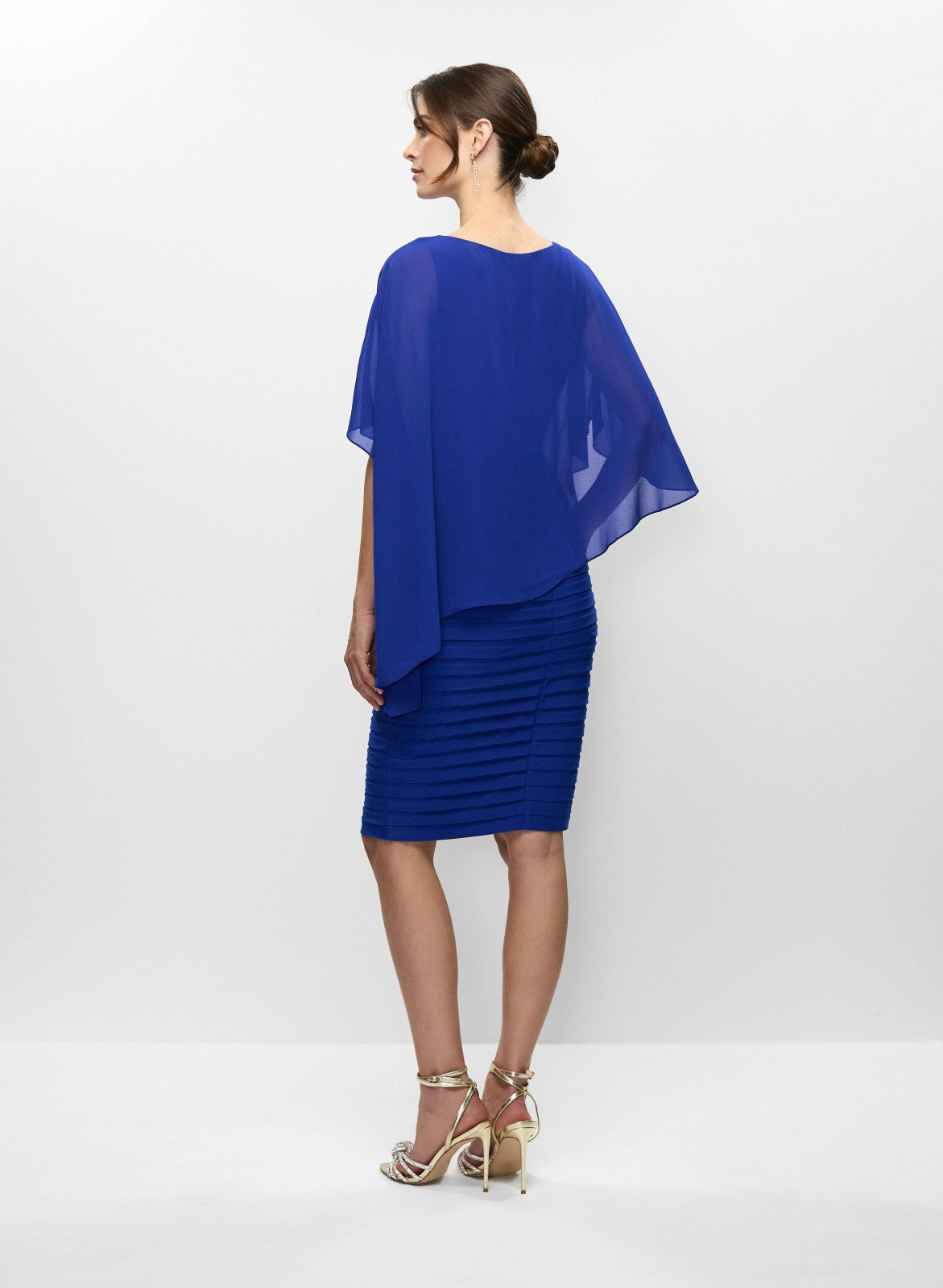 Women Fitted Chiffon Overlay Dress Cobalt Blue | Melanie Lyne