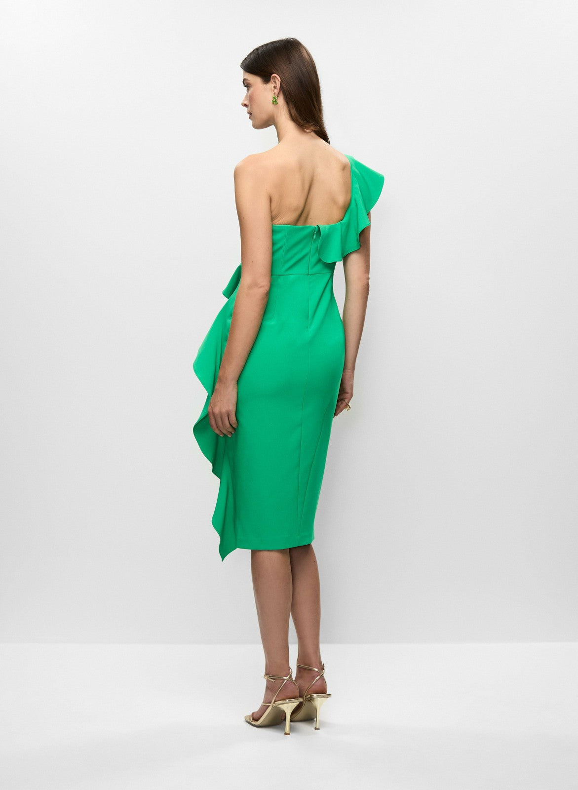 Women Adrianna Papell - One-Shoulder Flounced Dress Mint Green | Melanie Lyne