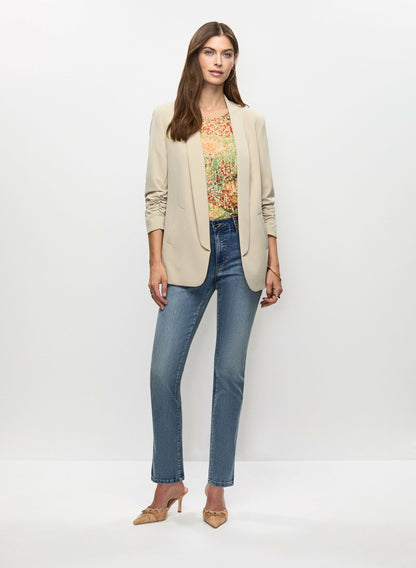 Women Ruched Sleeve Blazer Desert Sand | Melanie Lyne