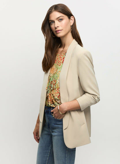 Women Ruched Sleeve Blazer Desert Sand | Melanie Lyne