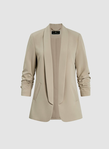 Women Ruched Sleeve Blazer Desert Sand | Melanie Lyne