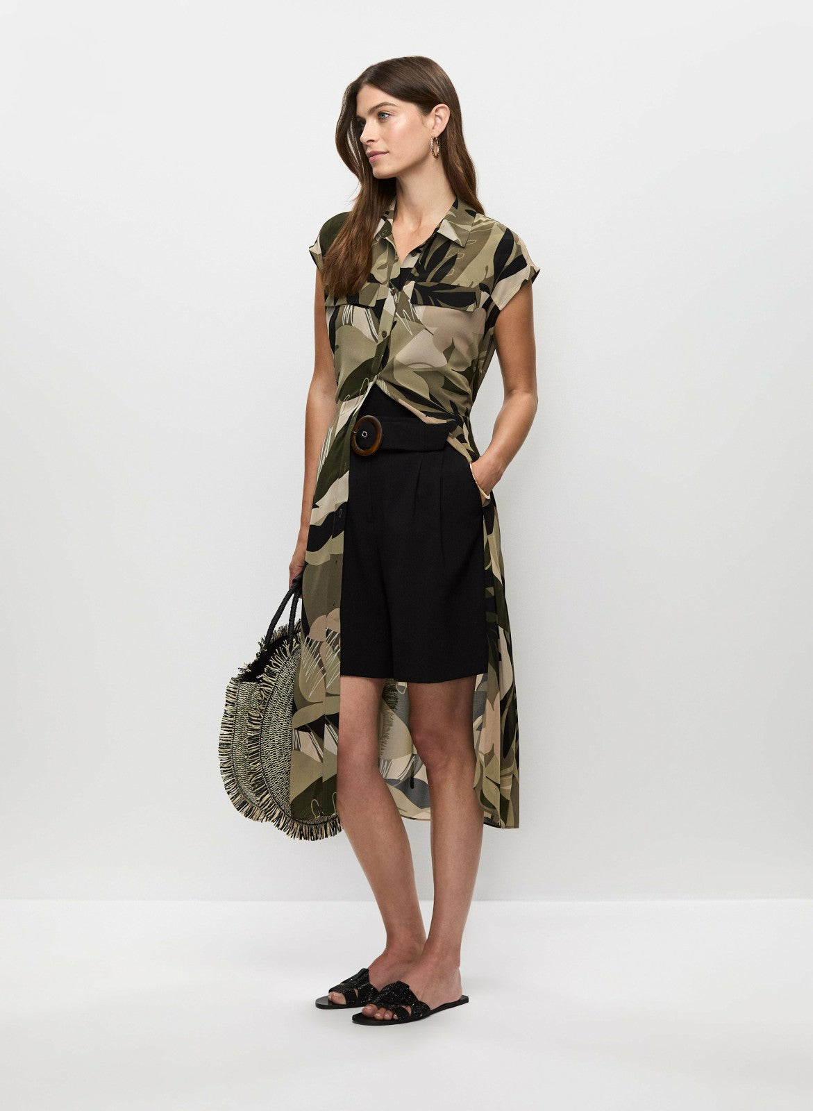 Women Pleated Belted Shorts Black | Melanie Lyne