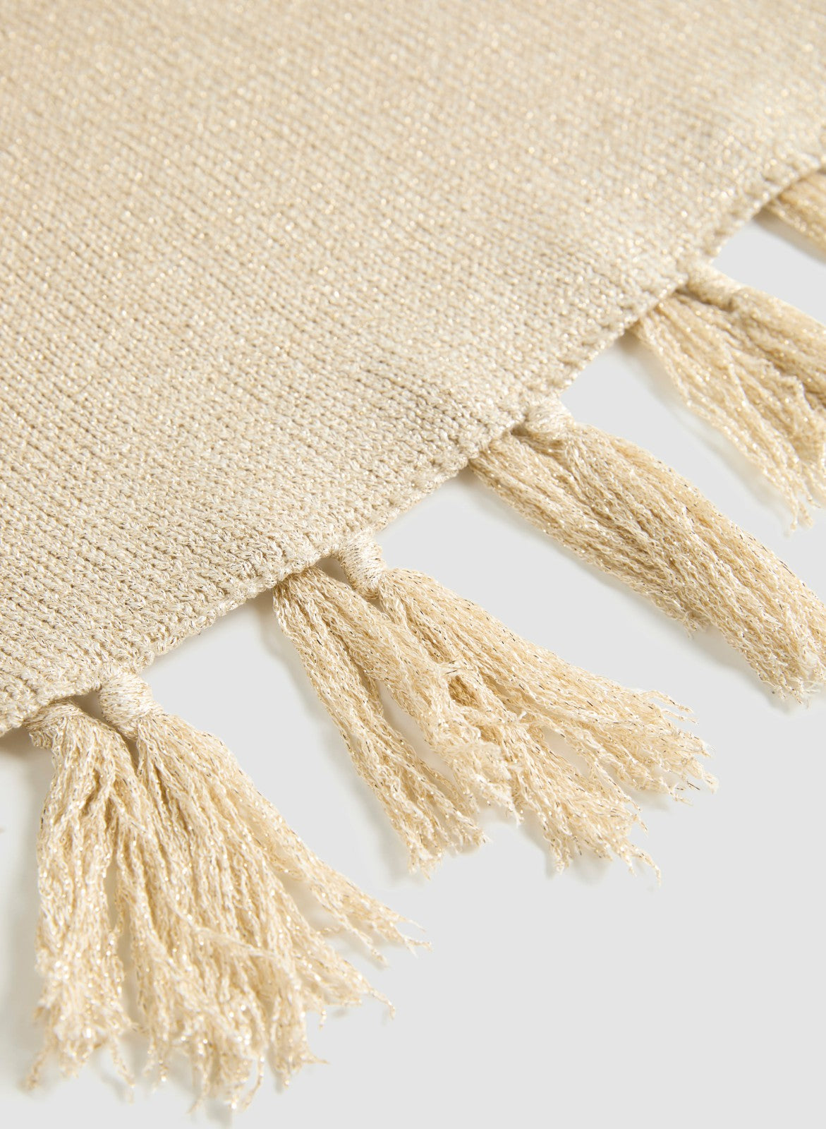 Women Fringe Trim Metallic Knit Tank Alabaster | Melanie Lyne
