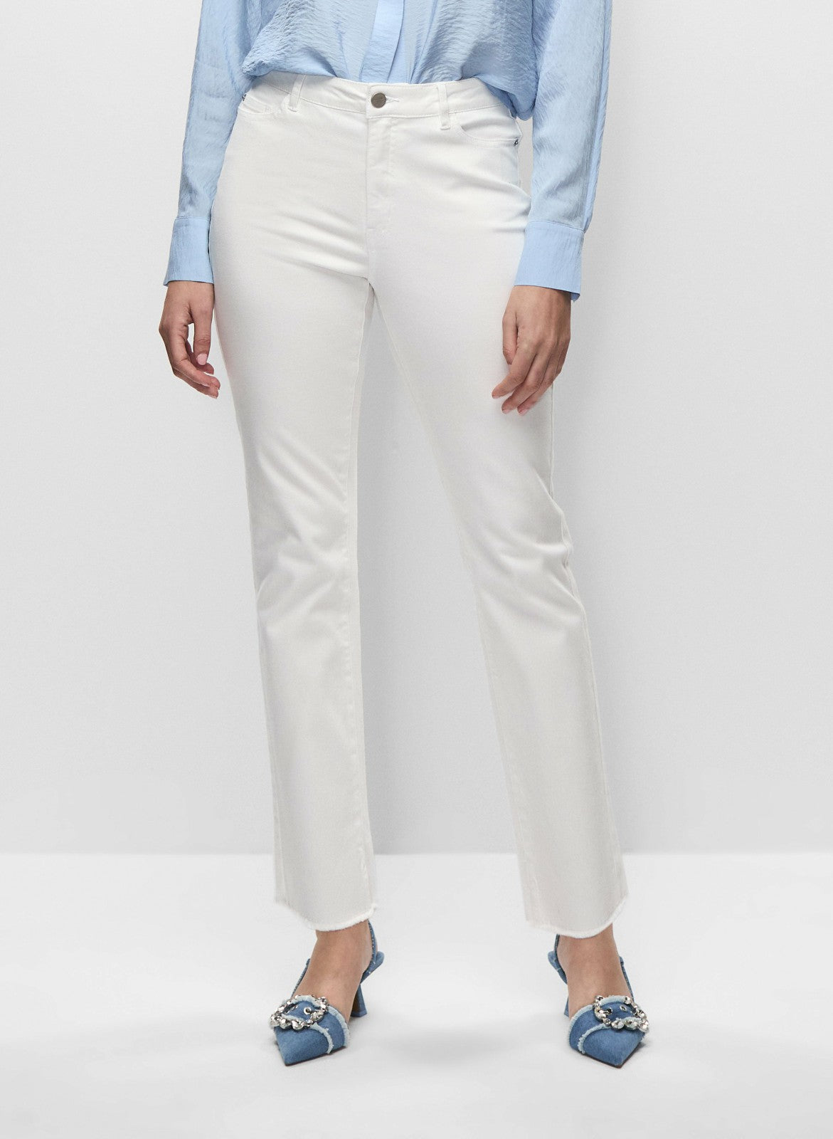 Women High-Rise Straight Leg Jeans White | Melanie Lyne