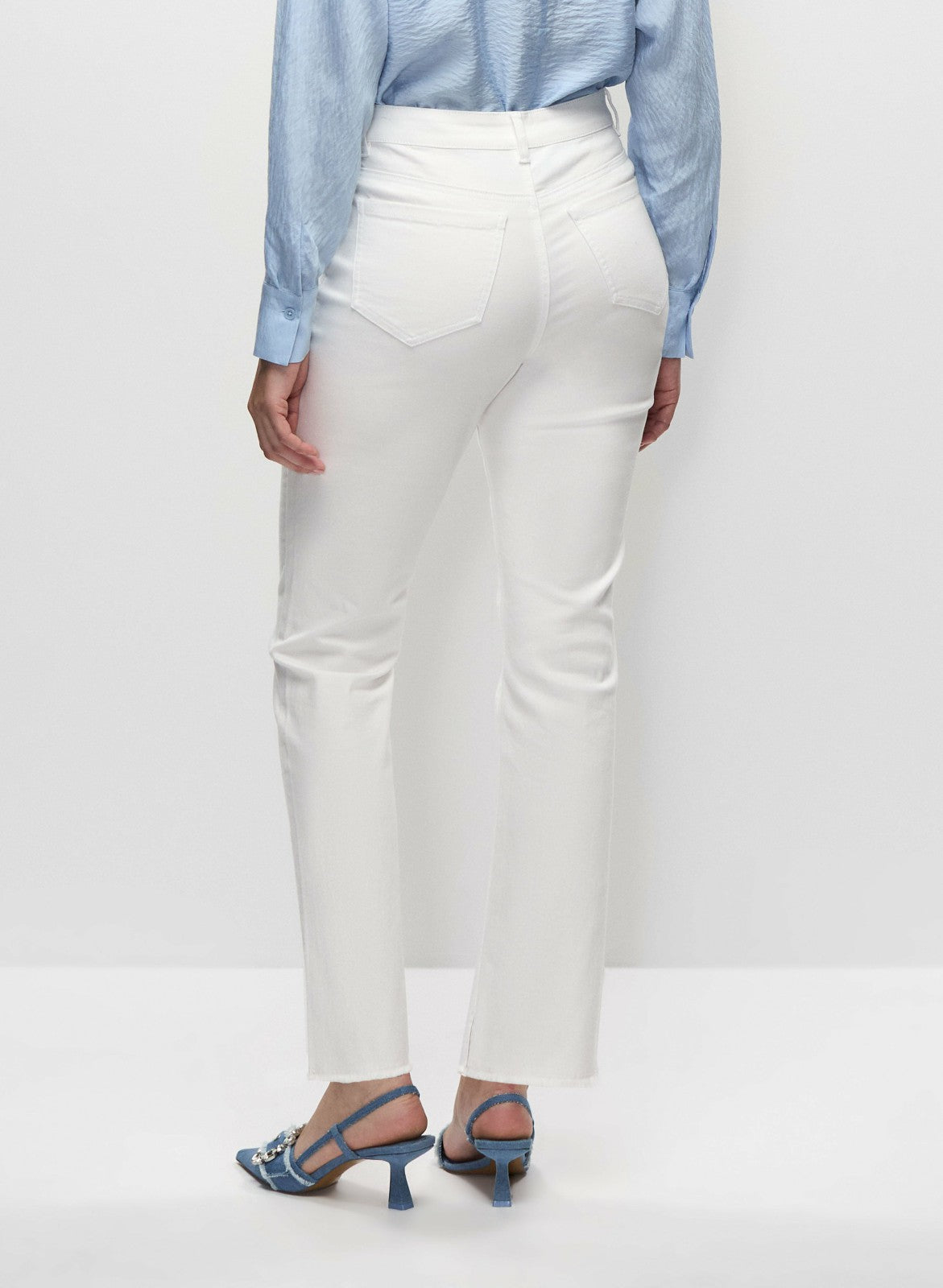 Women High-Rise Straight Leg Jeans White | Melanie Lyne