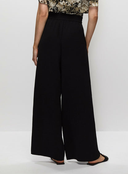 Women Wide Leg Pull-On Pants Black | Melanie Lyne