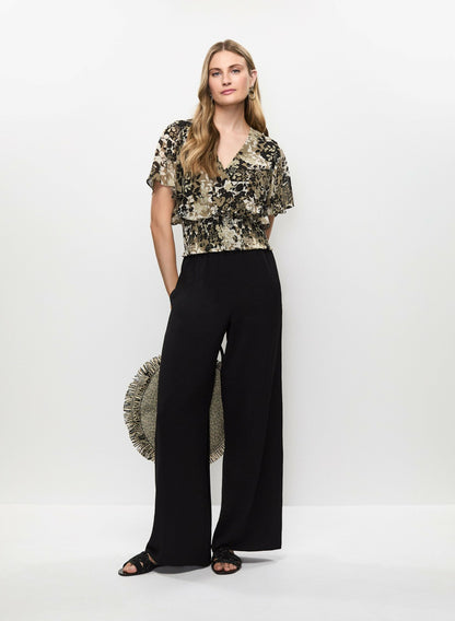 Women Wide Leg Pull-On Pants Black | Melanie Lyne