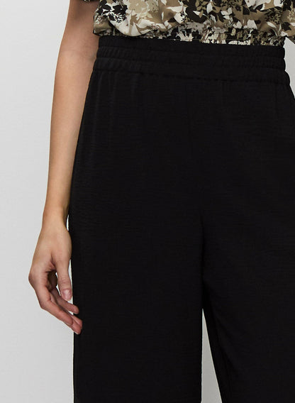 Women Wide Leg Pull-On Pants Black | Melanie Lyne