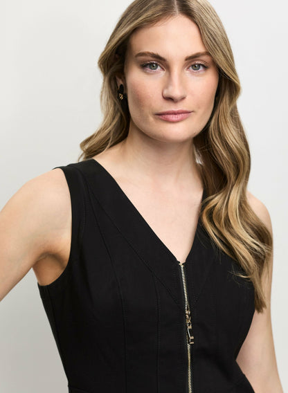 Women Short Zip-Front Dress Black | Melanie Lyne