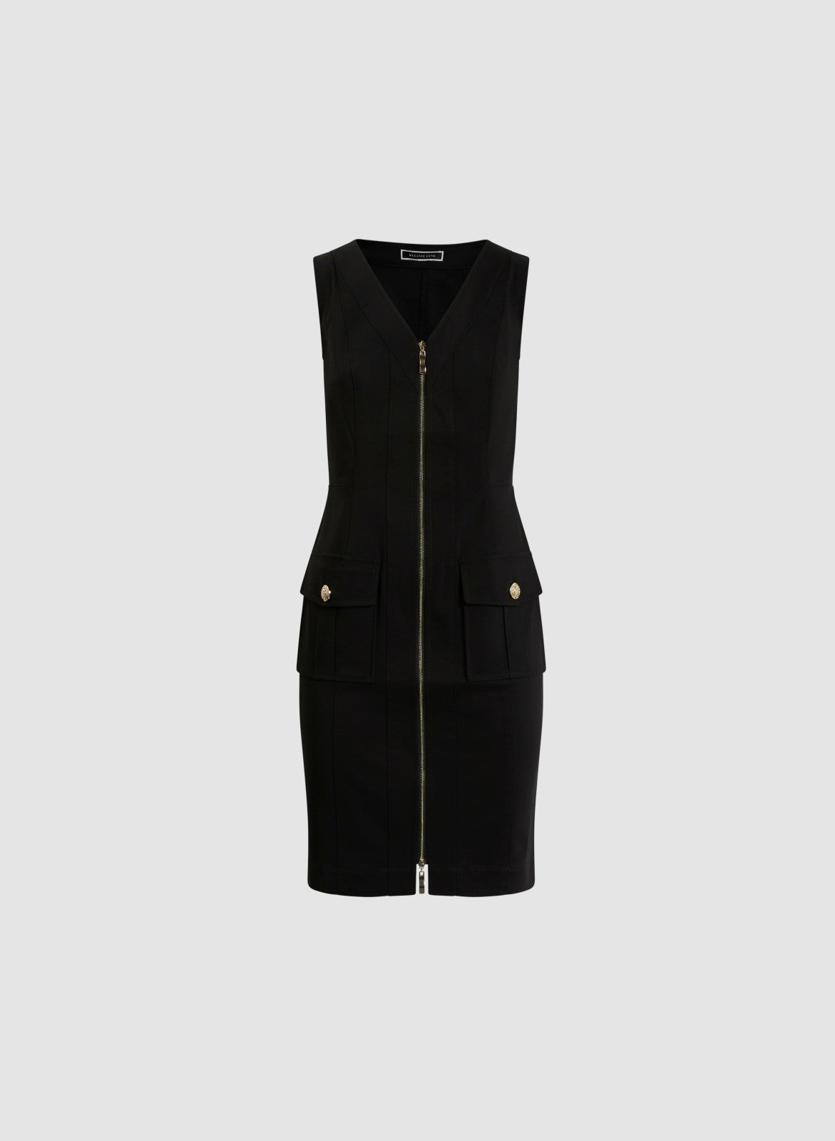 Women Short Zip-Front Dress Black | Melanie Lyne