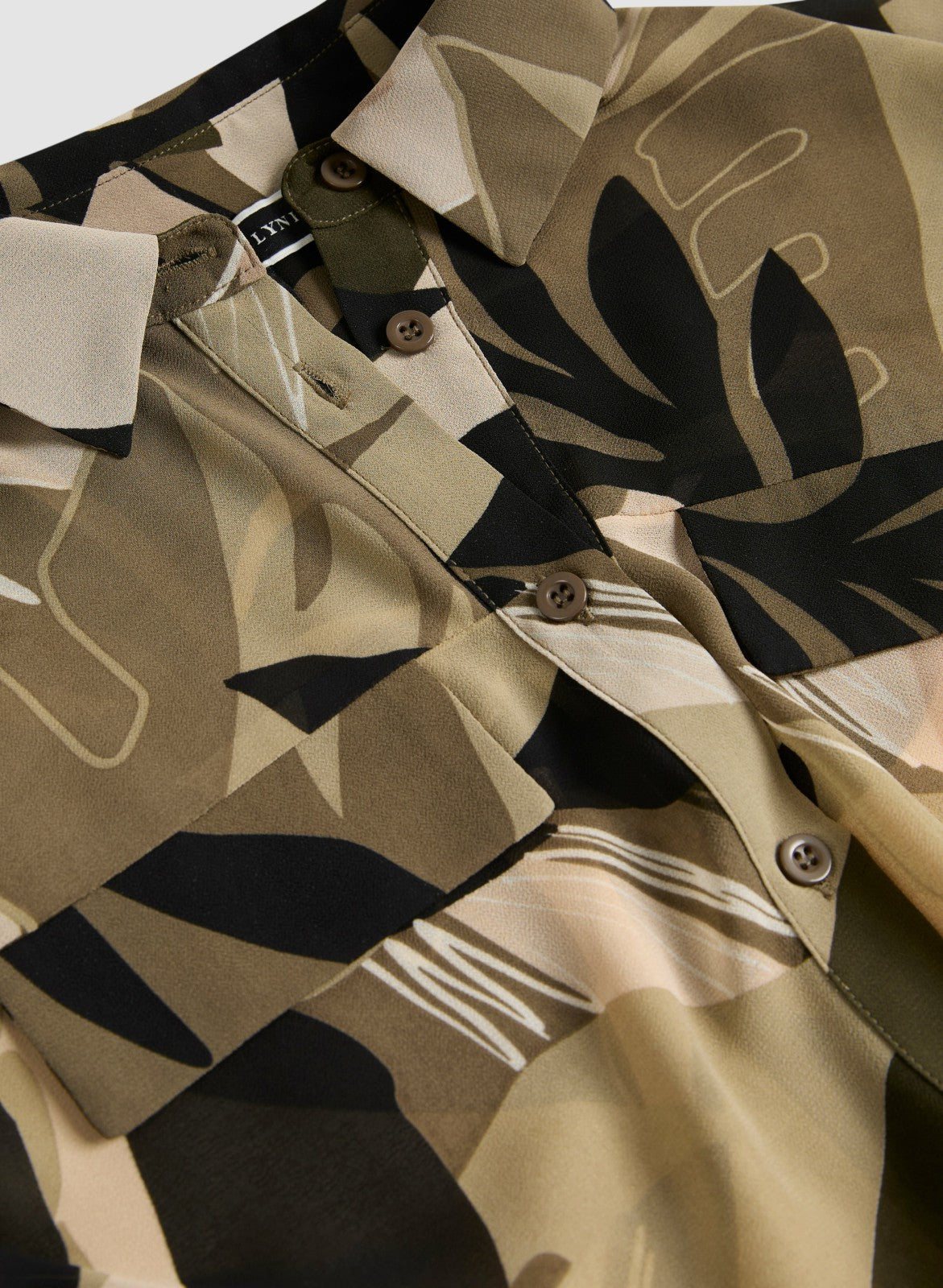 Women Long Button-Front Chiffon Tunic Green Pattern | Melanie Lyne