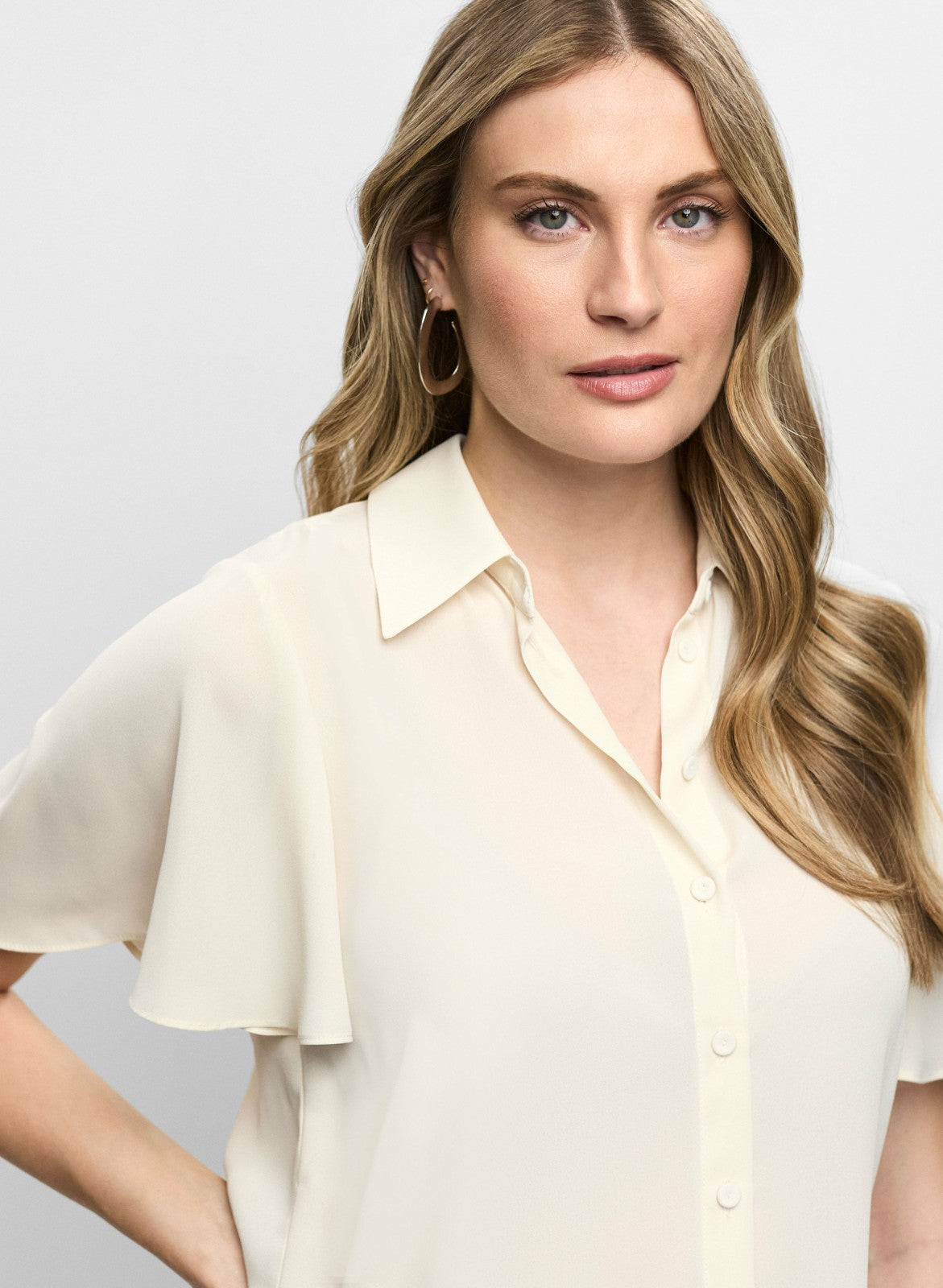 Women Flutter Sleeve Blouse Panna | Melanie Lyne