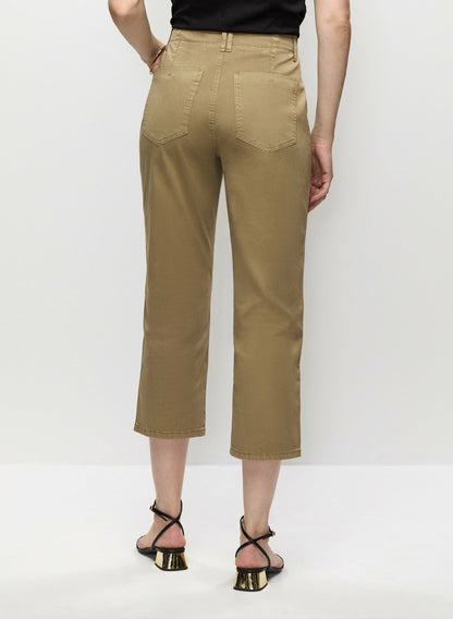 Women Oblique Pockets Slim Leg Capris Pecan | Melanie Lyne