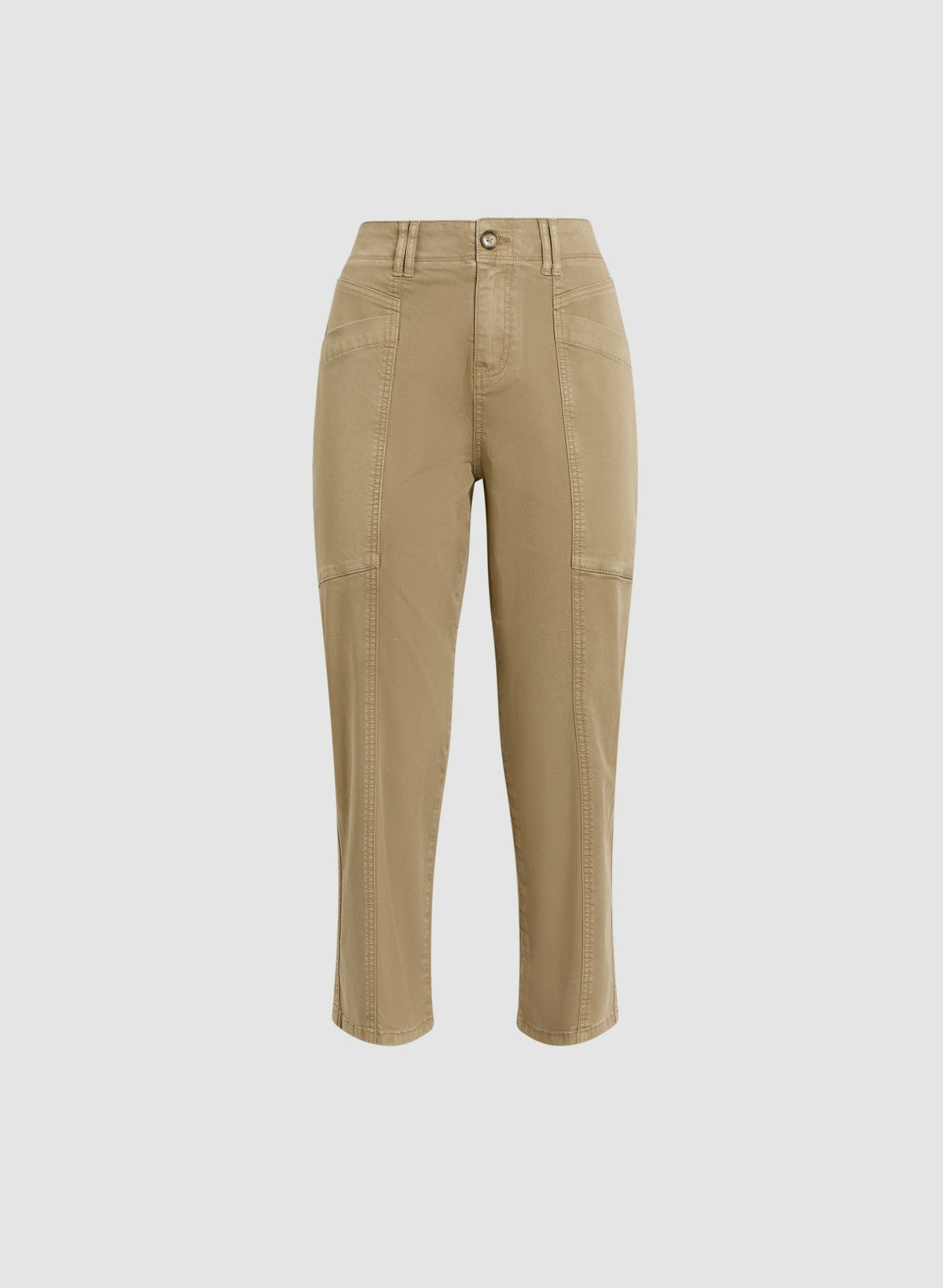 Women Oblique Pockets Slim Leg Capris Pecan | Melanie Lyne