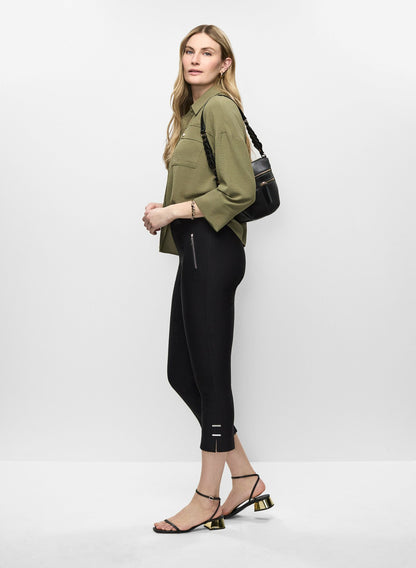 Women High Rise Pull-On Capris Black | Melanie Lyne