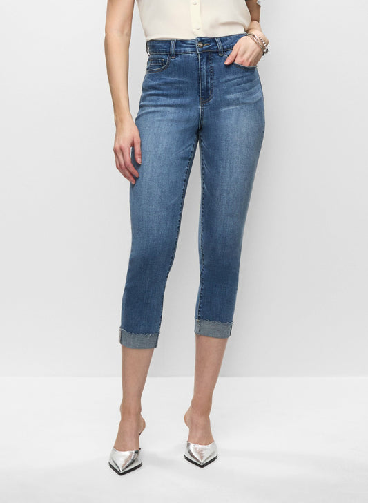 Women Cuffed Slim Leg Jeans Medium Blue | Melanie Lyne
