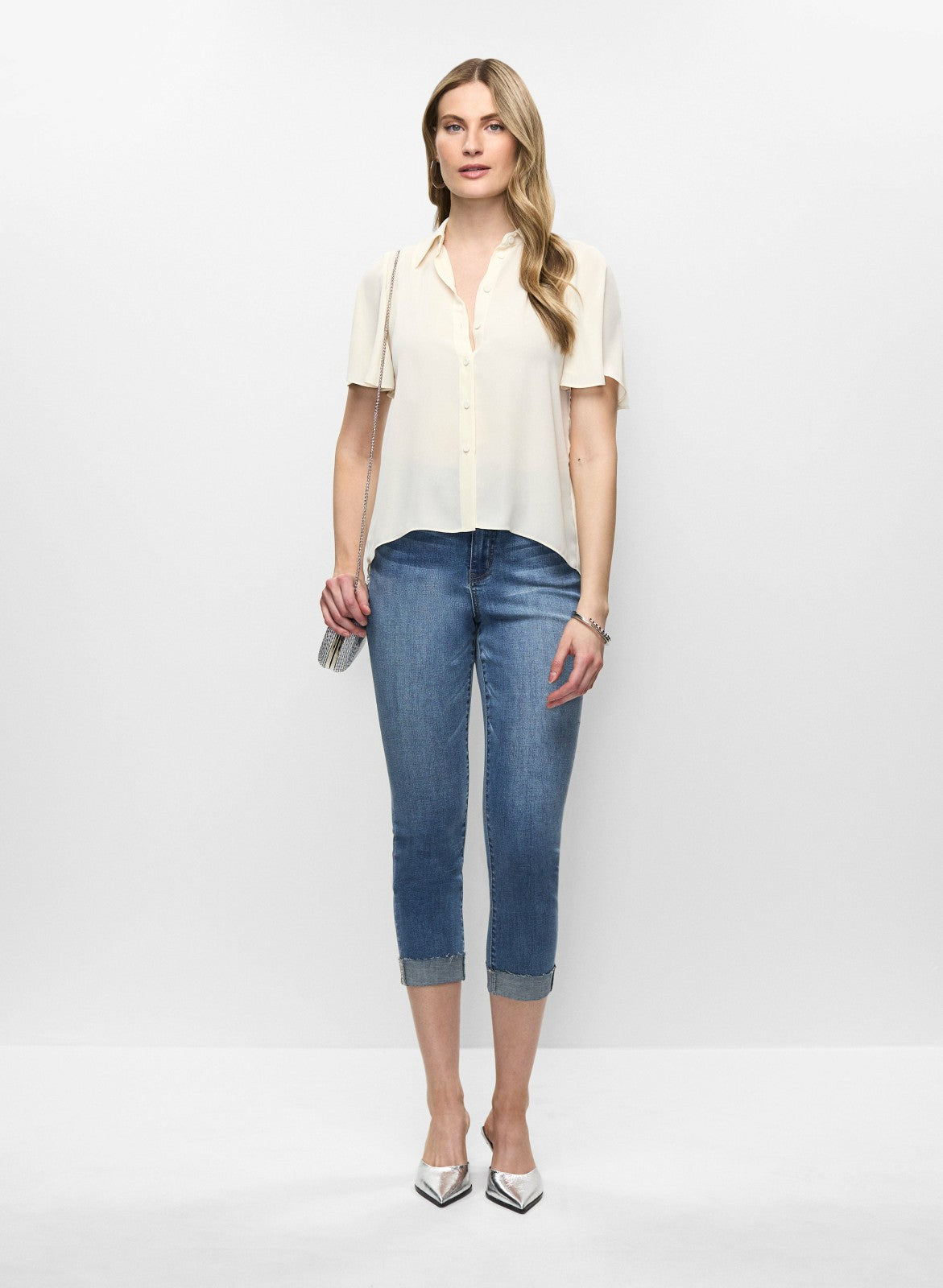 Women Cuffed Slim Leg Jeans Medium Blue | Melanie Lyne