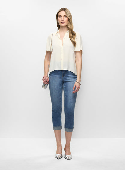 Women Cuffed Slim Leg Jeans Medium Blue | Melanie Lyne