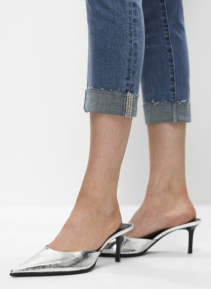 Women Cuffed Slim Leg Jeans Medium Blue | Melanie Lyne