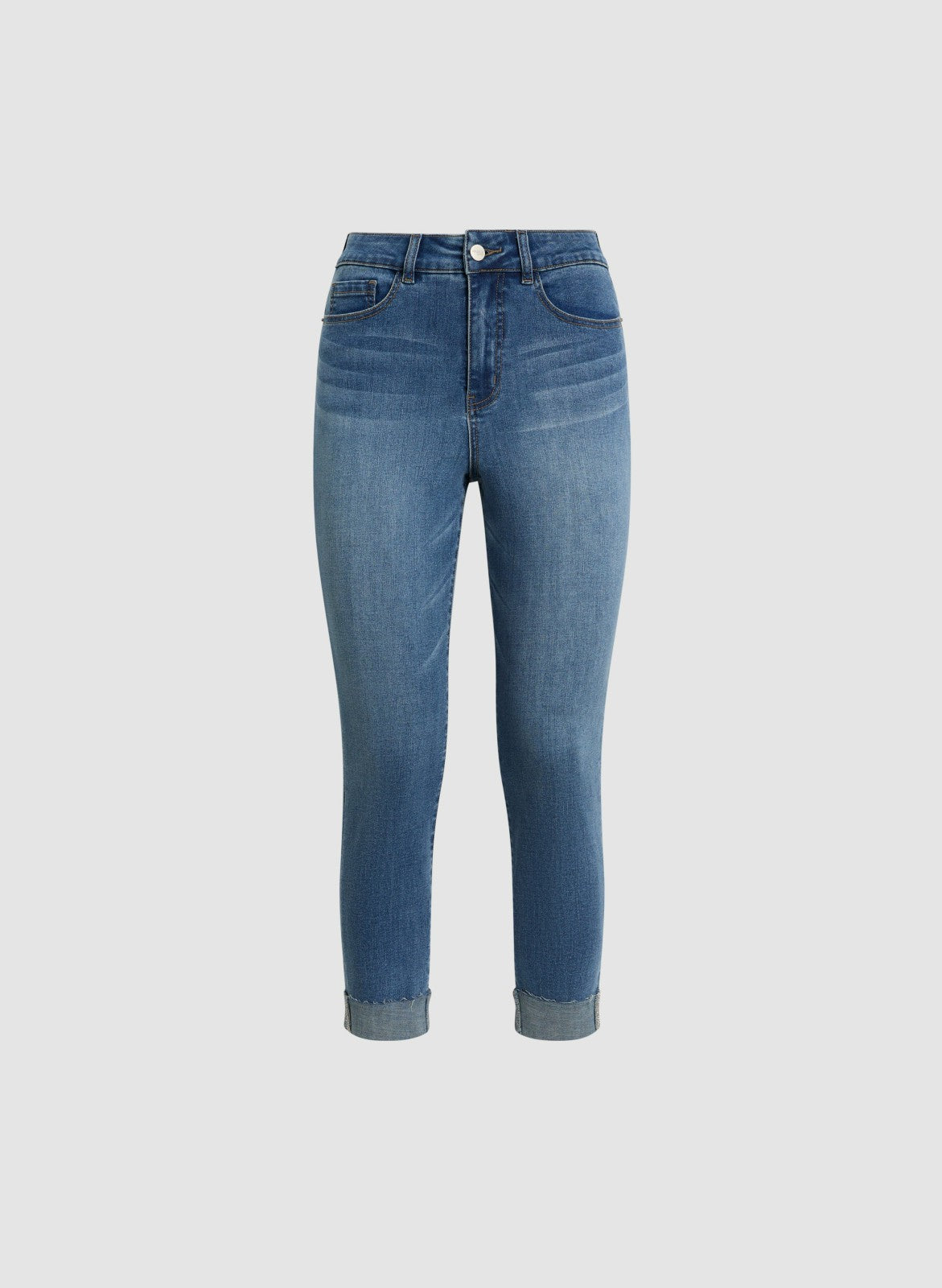Women Cuffed Slim Leg Jeans Medium Blue | Melanie Lyne
