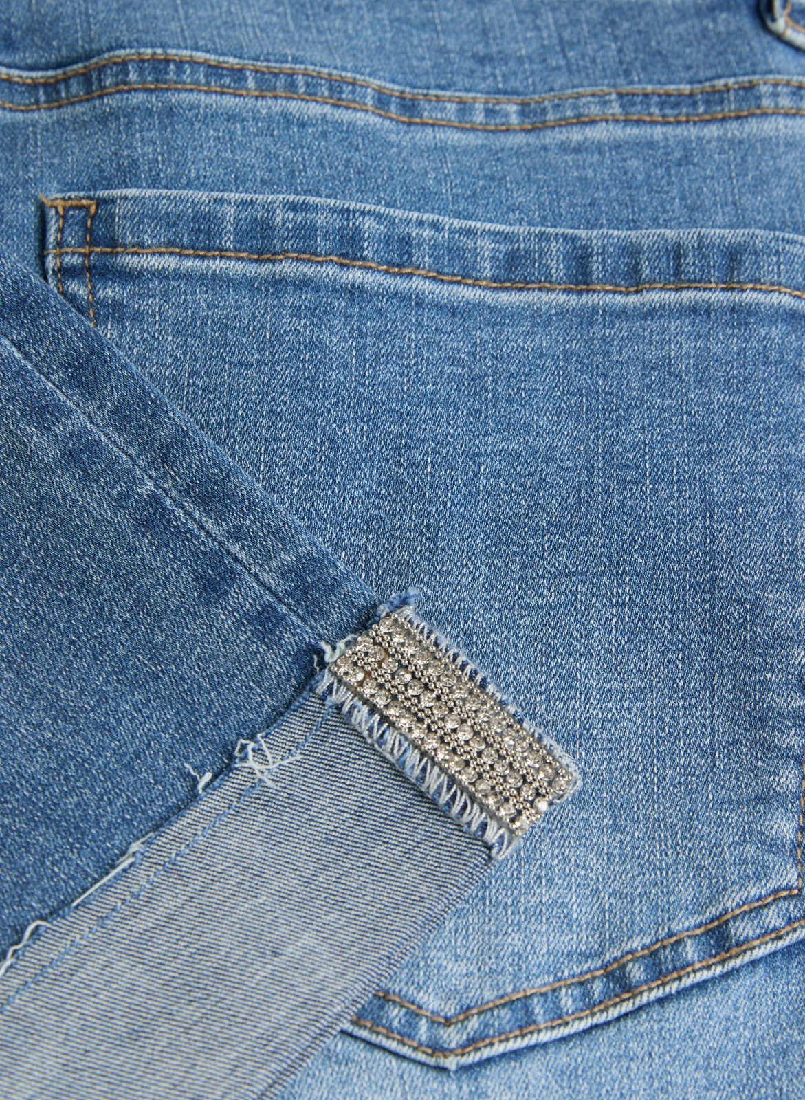 Women Cuffed Slim Leg Jeans Medium Blue | Melanie Lyne
