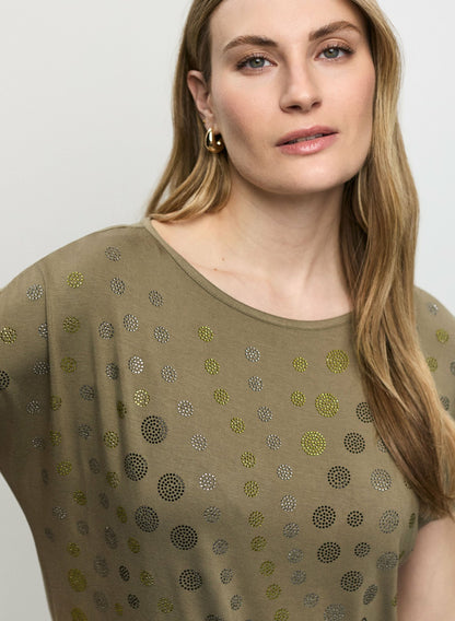 Women Polka Dot T-Shirt Olive Green | Melanie Lyne