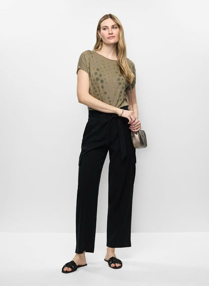 Women Polka Dot T-Shirt Olive Green | Melanie Lyne