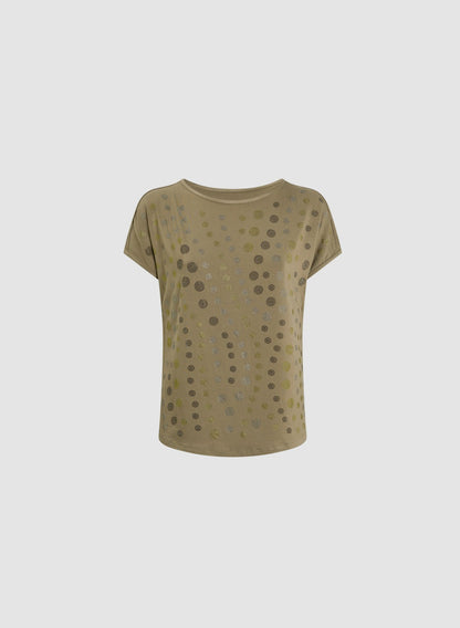 Women Polka Dot T-Shirt Olive Green | Melanie Lyne